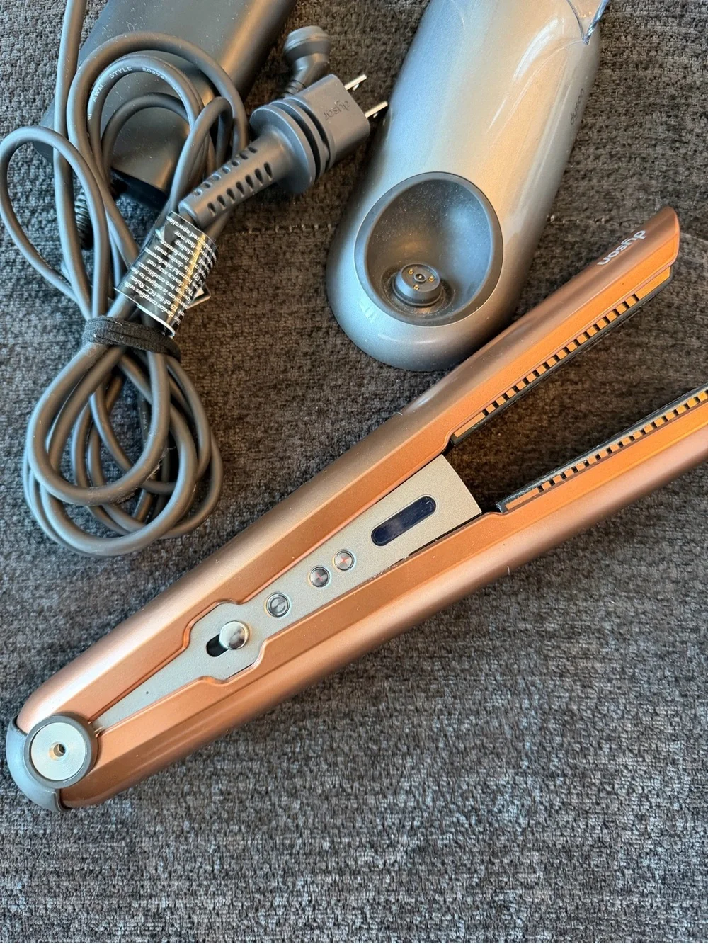 Dyson Corrale Rose Gold Nickel Hair Straightener with Charging Dock and Charger